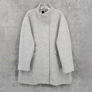 J Crew Cocoon Coat 22 Italian Stadium Cloth Wool Blend Nello Gori Grey Full Zip